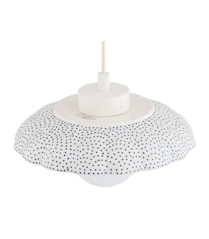 Boll Handmade Dome Pendant Ceiling Light Cream Deep Cobalt Blue Dots G9 IP44-5