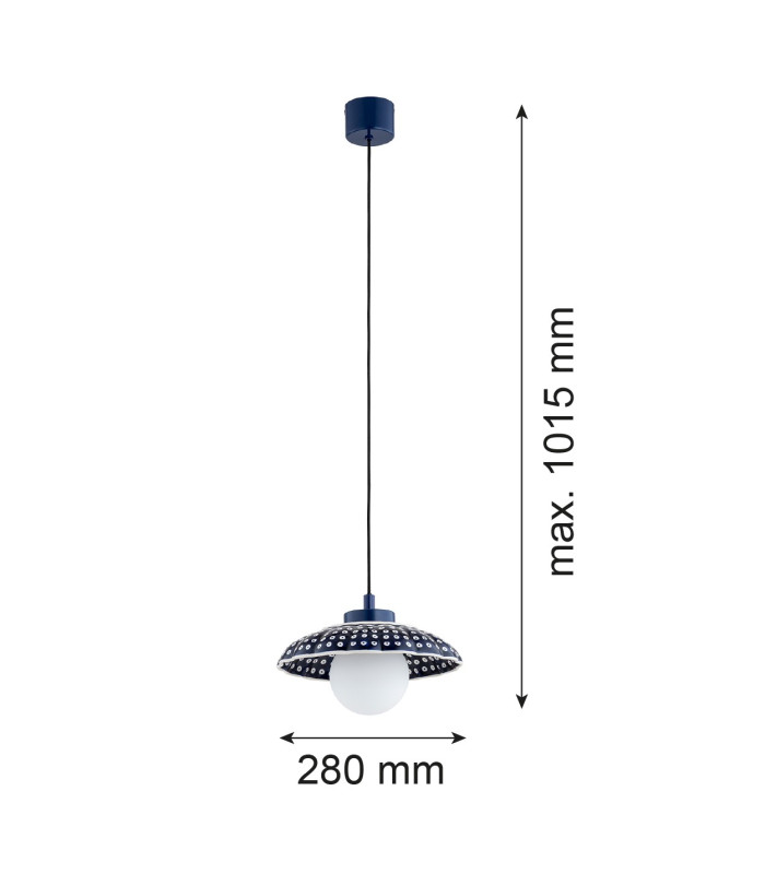 Boll Handmade Dome Pendant Ceiling Light Cream Deep Cobalt Blue Dots G9 IP44-7
