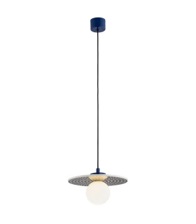 Boll Handmade Pendant Ceiling Light Deep Cobalt Blue White Dots G9 IP44-1