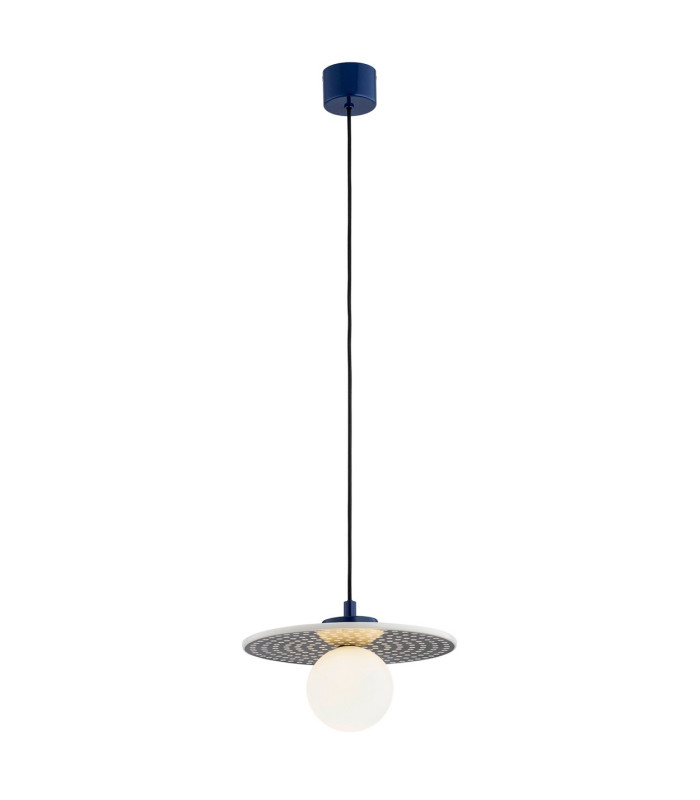 Boll Handmade Pendant Ceiling Light Deep Cobalt Blue White Dots G9 IP44-1