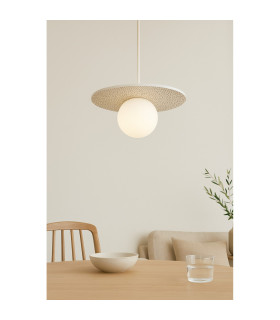 Boll Handmade Pendant Ceiling Light Cream Deep Cobalt Blue Dots G9 IP44-2
