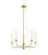 Preston 5 Light Multi Arm Pendant Ceiling Light Brushed Brass Opal Glass Shade E14-1
