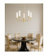 Preston 5 Light Multi Arm Pendant Ceiling Light Brushed Brass Opal Glass Shade E14-2