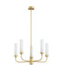 Preston 5 Light Multi Arm Pendant Ceiling Light Brushed Brass Opal Glass Shade E14-3