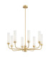 Preston 8 Light Multi Arm Pendant Ceiling Light Brushed Brass Opal Glass Shade E14-1