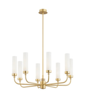 Preston 8 Light Multi Arm Pendant Ceiling Light Brushed Brass Opal Glass Shade E14-1