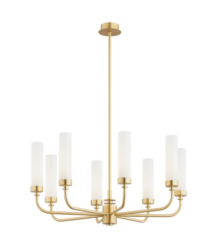 Preston 8 Light Multi Arm Pendant Ceiling Light Brushed Brass Opal Glass Shade E14-1