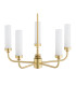 Preston 5 Light Multi Arm Pendant Ceiling Light Brushed Brass Opal Glass Shade E14-4