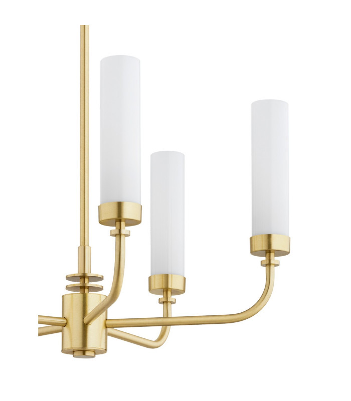 Preston 5 Light Multi Arm Pendant Ceiling Light Brushed Brass Opal Glass Shade E14-5