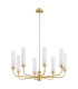 Preston 8 Light Multi Arm Pendant Ceiling Light Brushed Brass Opal Glass Shade E14-3