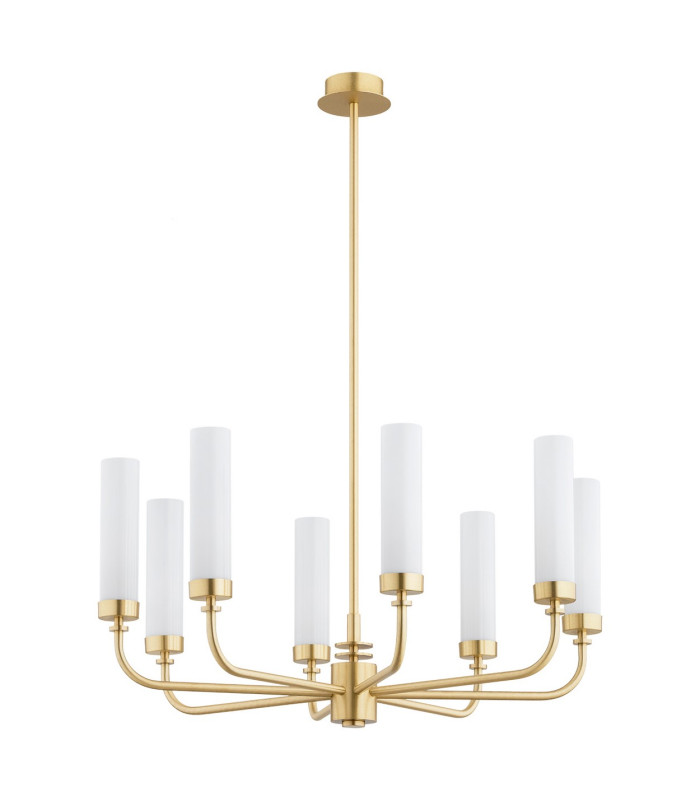 Preston 8 Light Multi Arm Pendant Ceiling Light Brushed Brass Opal Glass Shade E14-3