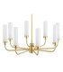 Preston 8 Light Multi Arm Pendant Ceiling Light Brushed Brass Opal Glass Shade E14-4