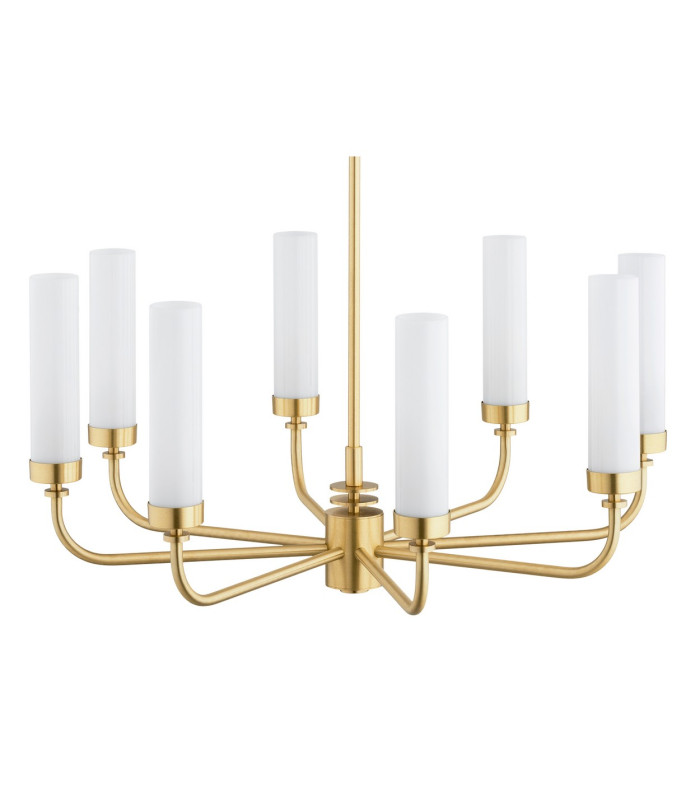 Preston 8 Light Multi Arm Pendant Ceiling Light Brushed Brass Opal Glass Shade E14-4
