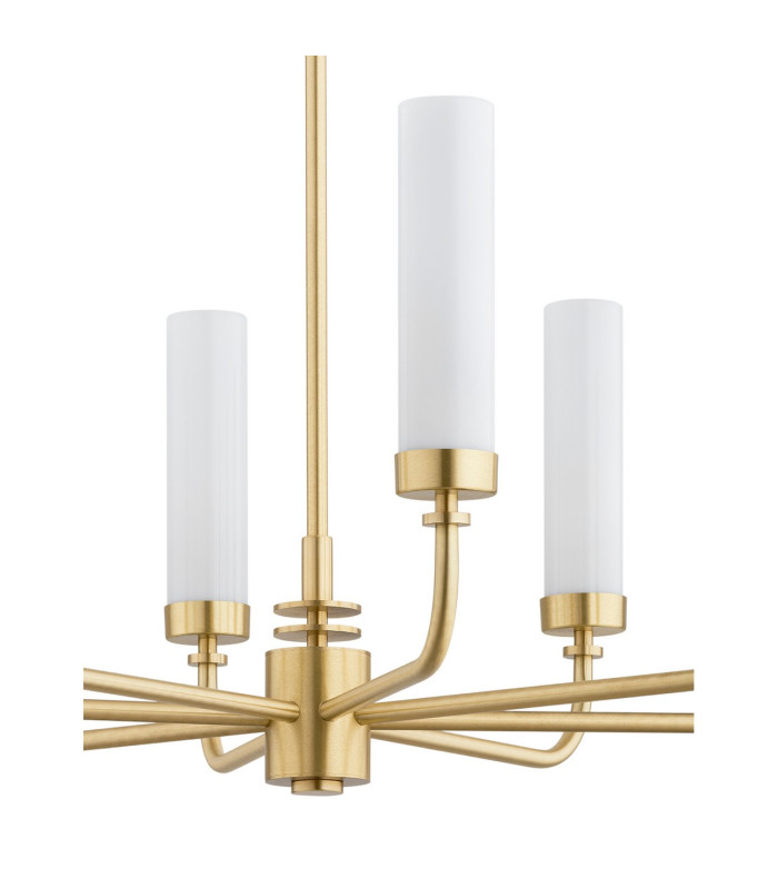 Preston 8 Light Multi Arm Pendant Ceiling Light Brushed Brass Opal Glass Shade E14-5