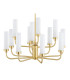 Preston 12 Light Multi Arm Pendant Ceiling Light Brushed Brass Opal Glass Shade E14-4