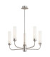 Preston 5 Light Multi Arm Pendant Ceiling Light Brushed Nickel Opal Glass Shade E14-1