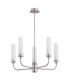 Preston 5 Light Multi Arm Pendant Ceiling Light Brushed Nickel Opal Glass Shade E14-2