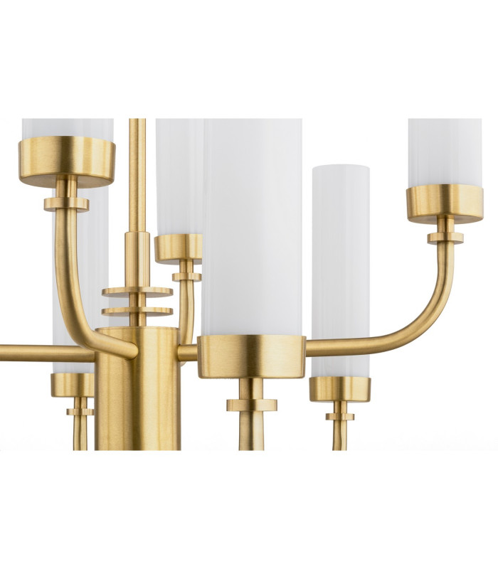 Preston 12 Light Multi Arm Pendant Ceiling Light Brushed Brass Opal Glass Shade E14-6