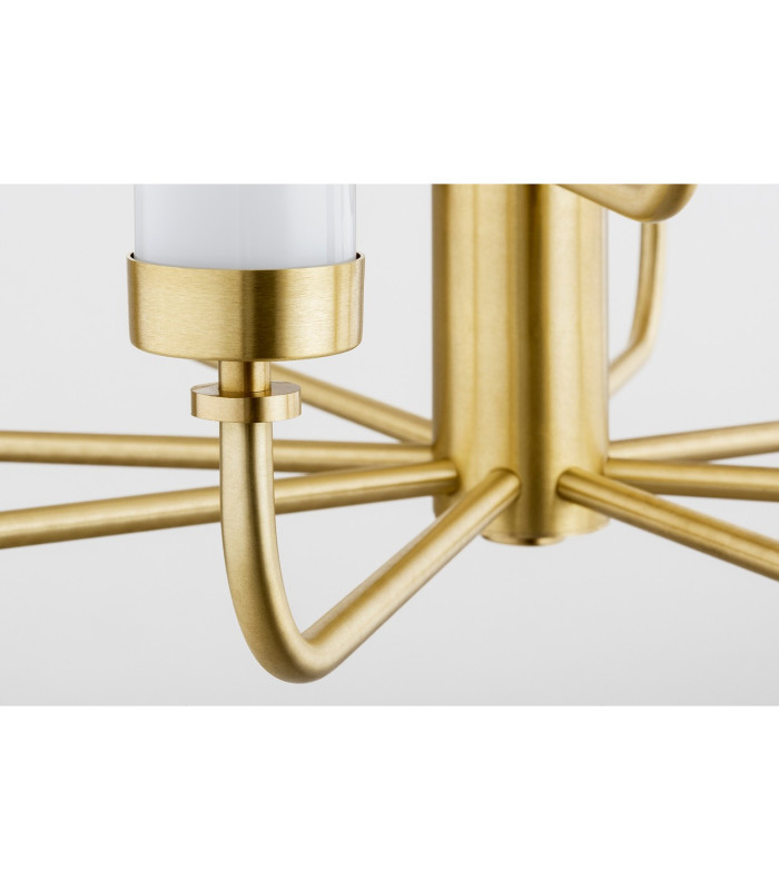 Preston 12 Light Multi Arm Pendant Ceiling Light Brushed Brass Opal Glass Shade E14-8