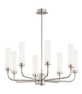 Preston 8 Light Multi Arm Pendant Ceiling Light Brushed Nickel Opal Glass Shade E14-1