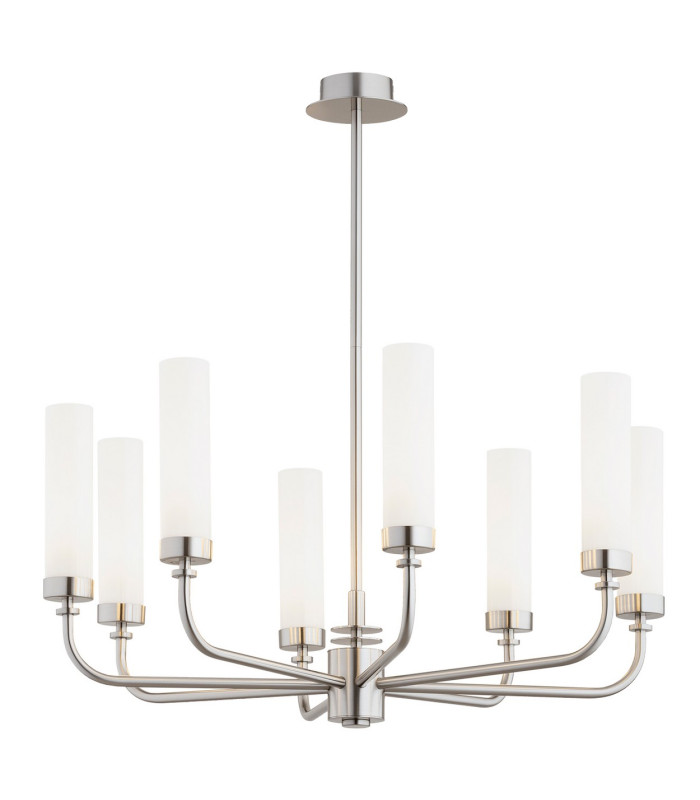 Preston 8 Light Multi Arm Pendant Ceiling Light Brushed Nickel Opal Glass Shade E14-1