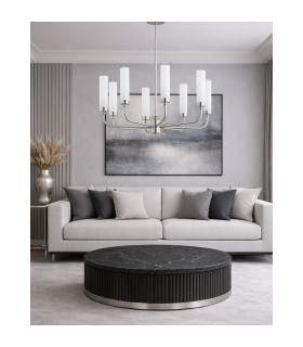 Preston 8 Light Multi Arm Pendant Ceiling Light Brushed Nickel Opal Glass Shade E14-2