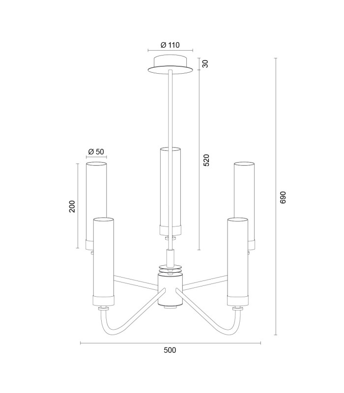 Preston 5 Light Multi Arm Pendant Ceiling Light Brushed Nickel Opal Glass Shade E14-9