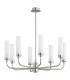 Preston 8 Light Multi Arm Pendant Ceiling Light Brushed Nickel Opal Glass Shade E14-3