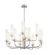 Preston 12 Light Multi Arm Pendant Ceiling Light Brushed Nickel Opal Glass Shade E14-1