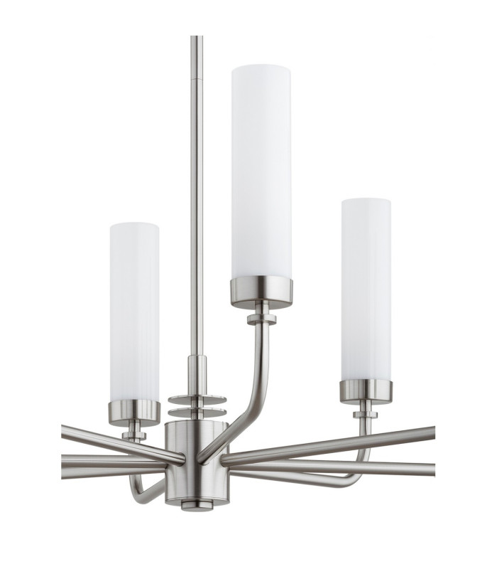 Preston 8 Light Multi Arm Pendant Ceiling Light Brushed Nickel Opal Glass Shade E14-5