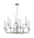 Preston 12 Light Multi Arm Pendant Ceiling Light Brushed Nickel Opal Glass Shade E14-3