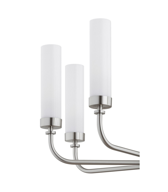 Preston 8 Light Multi Arm Pendant Ceiling Light Brushed Nickel Opal Glass Shade E14-6