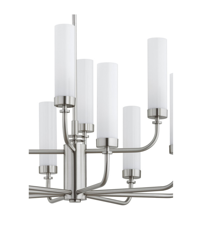 Preston 12 Light Multi Arm Pendant Ceiling Light Brushed Nickel Opal Glass Shade E14-5