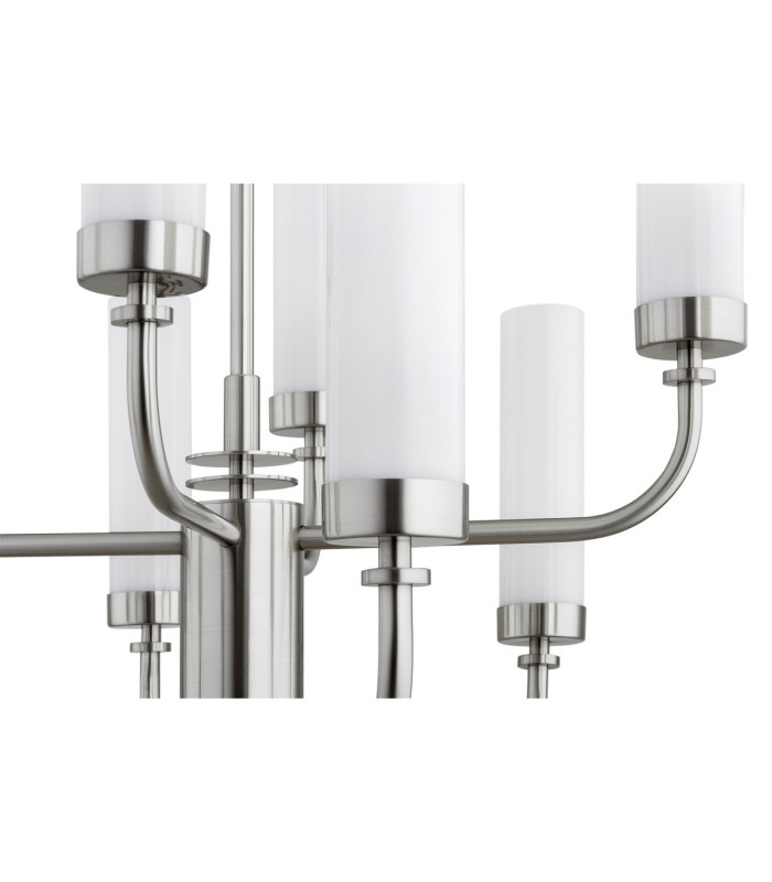 Preston 12 Light Multi Arm Pendant Ceiling Light Brushed Nickel Opal Glass Shade E14-6