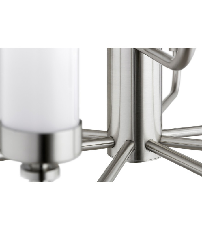 Preston 12 Light Multi Arm Pendant Ceiling Light Brushed Nickel Opal Glass Shade E14-7