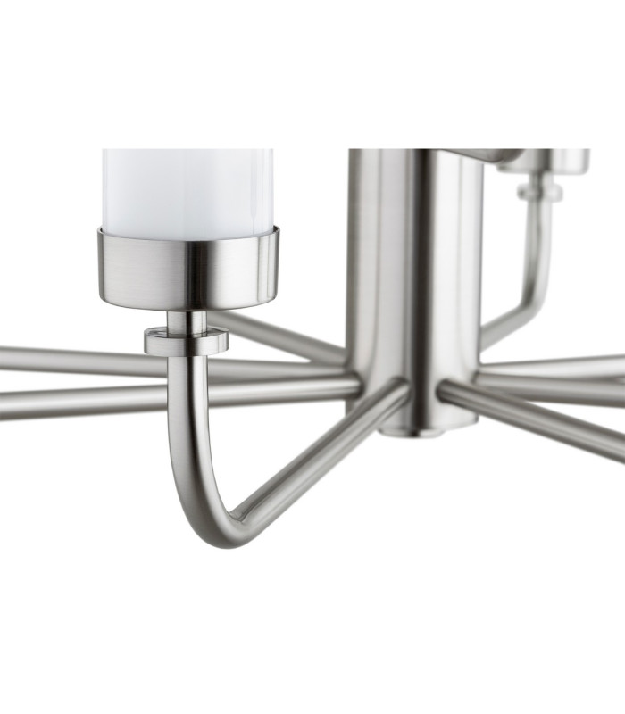 Preston 12 Light Multi Arm Pendant Ceiling Light Brushed Nickel Opal Glass Shade E14-8