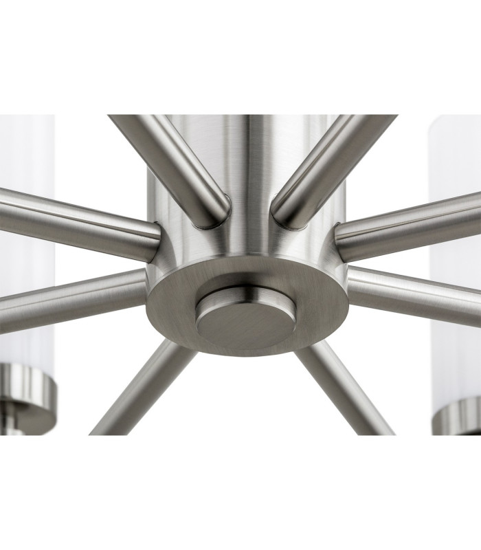 Preston 12 Light Multi Arm Pendant Ceiling Light Brushed Nickel Opal Glass Shade E14-9