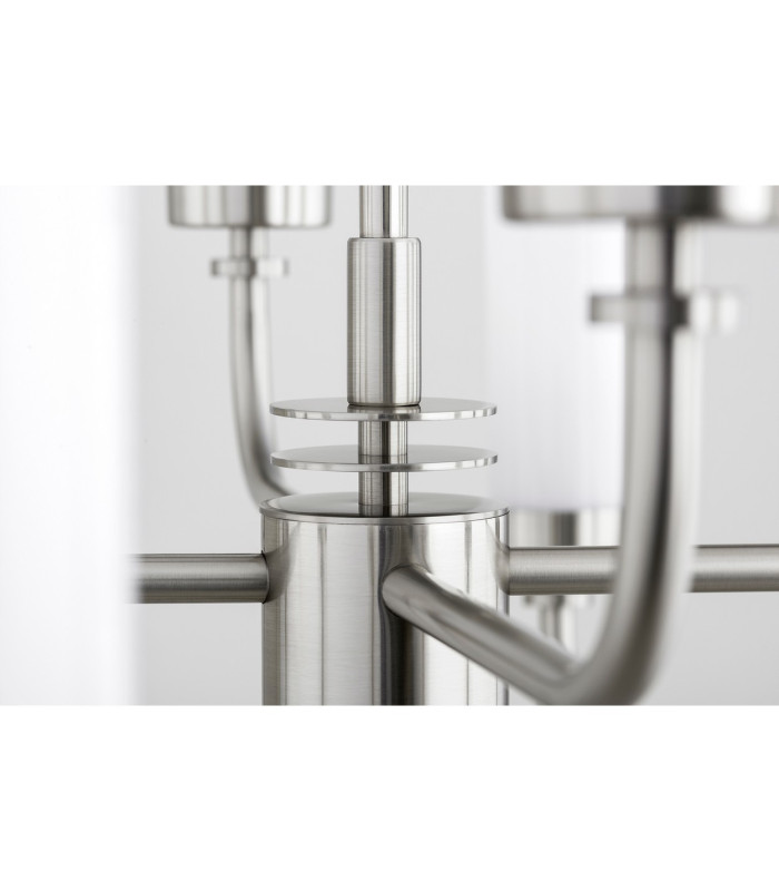 Preston 12 Light Multi Arm Pendant Ceiling Light Brushed Nickel Opal Glass Shade E14-11