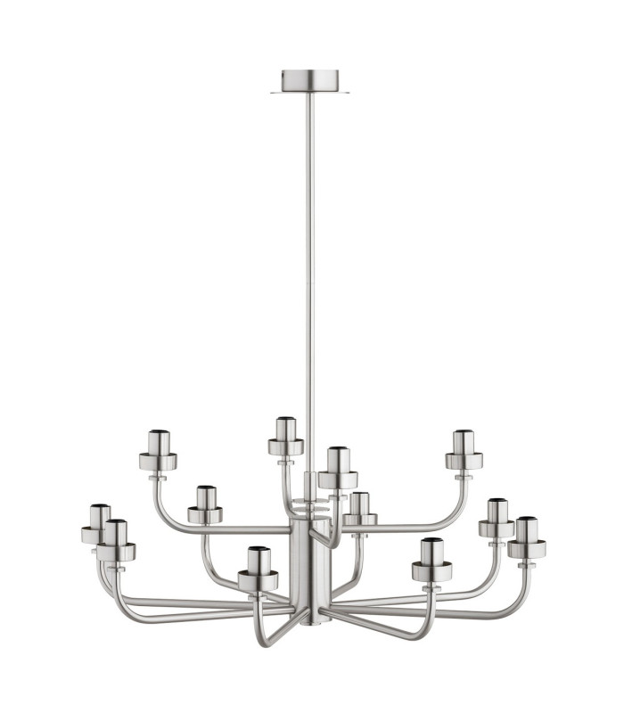 Preston 12 Light Multi Arm Pendant Ceiling Light Brushed Nickel Opal Glass Shade E14-12