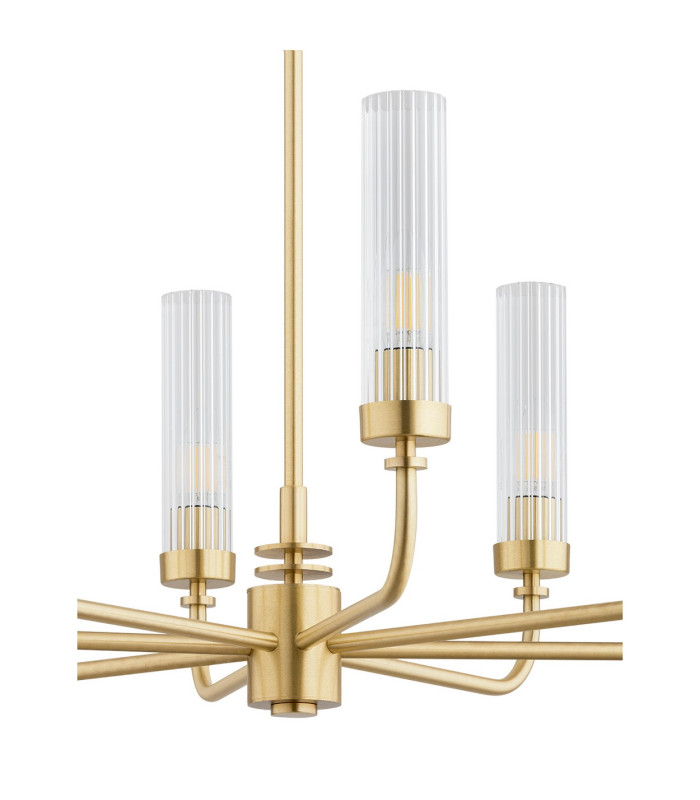 Preston 8 Light Multi Arm Pendant Ceiling Light Brushed Brass Clear Glass Shade E14-5