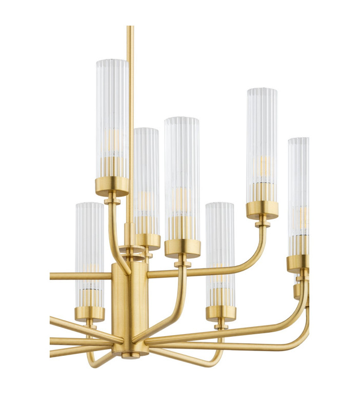 Preston 12 Light Multi Arm Pendant Ceiling Light Brushed Brass Clear Glass Shade E14-5