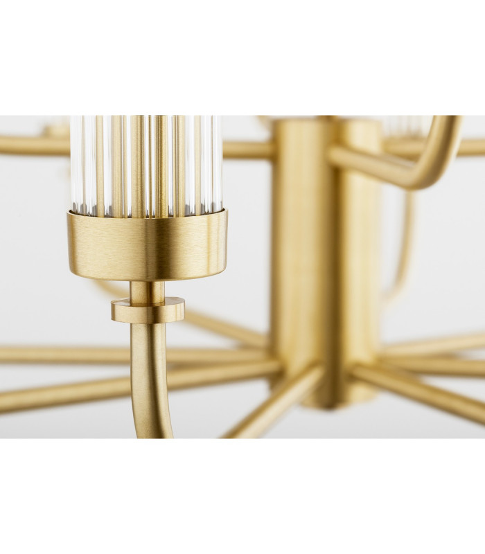 Preston 12 Light Multi Arm Pendant Ceiling Light Brushed Brass Clear Glass Shade E14-6