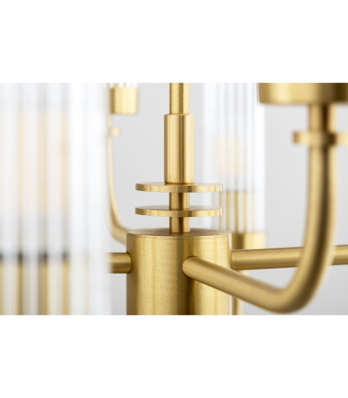 Preston 12 Light Multi Arm Pendant Ceiling Light Brushed Brass Clear Glass Shade E14-7