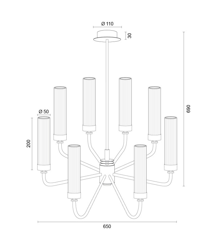 Preston 8 Light Multi Arm Pendant Ceiling Light Brushed Brass Clear Glass Shade E14-10