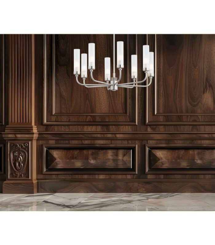 Preston 8 Light Multi Arm Pendant Ceiling Light Brushed Nickel Clear Glass Shade E14-2