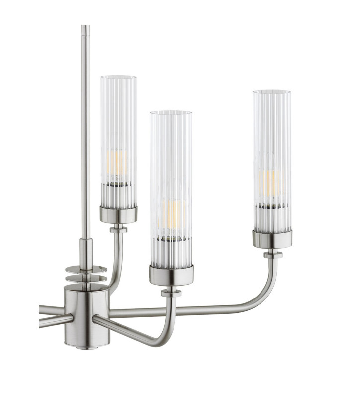Preston 5 Light Multi Arm Pendant Ceiling Light Brushed Nickel Clear Glass Shade E14-5