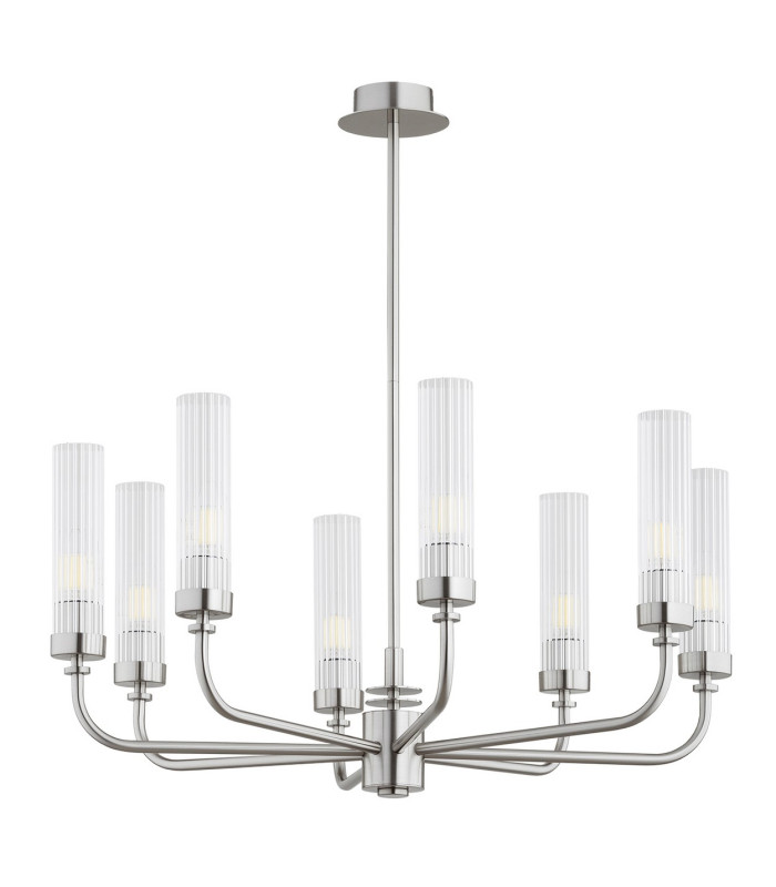 Preston 8 Light Multi Arm Pendant Ceiling Light Brushed Nickel Clear Glass Shade E14-3