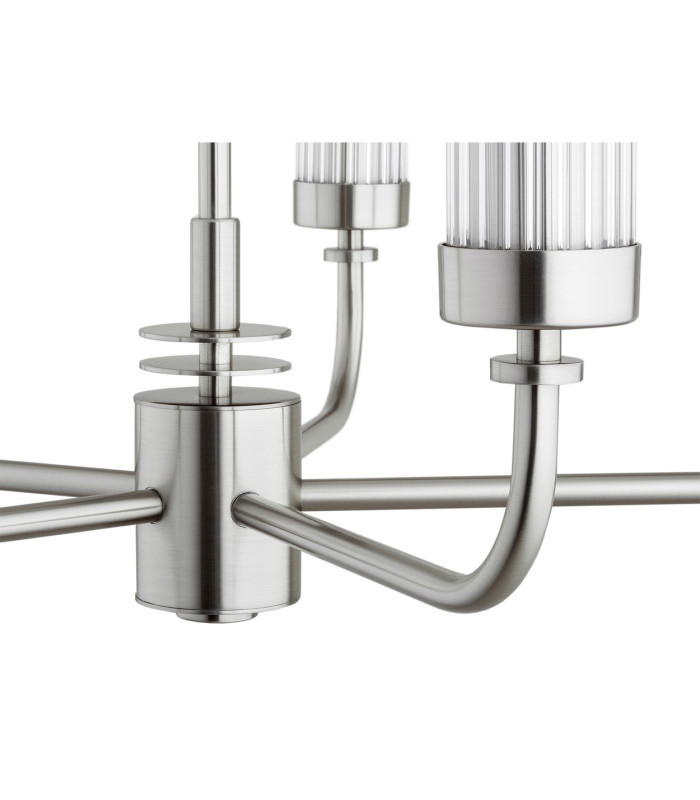 Preston 5 Light Multi Arm Pendant Ceiling Light Brushed Nickel Clear Glass Shade E14-6