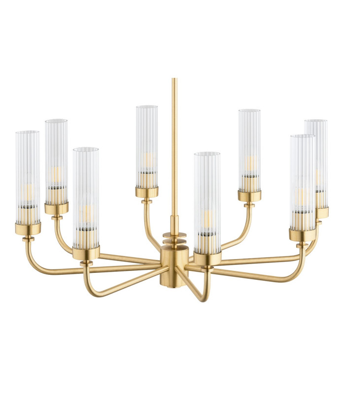 Preston 8 Light Multi Arm Pendant Ceiling Light Brushed Brass Clear Glass Shade E14-4