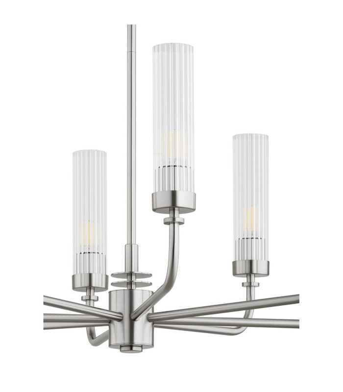 Preston 8 Light Multi Arm Pendant Ceiling Light Brushed Nickel Clear Glass Shade E14-5